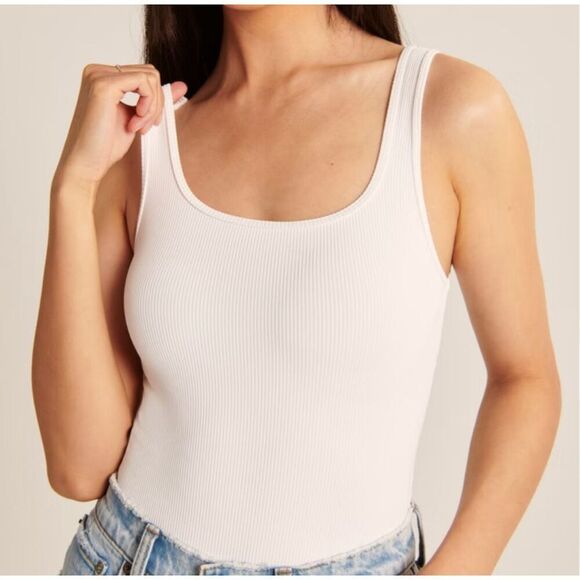 Abercrombie white ribbed tank top size medium - Picture 1 of 5